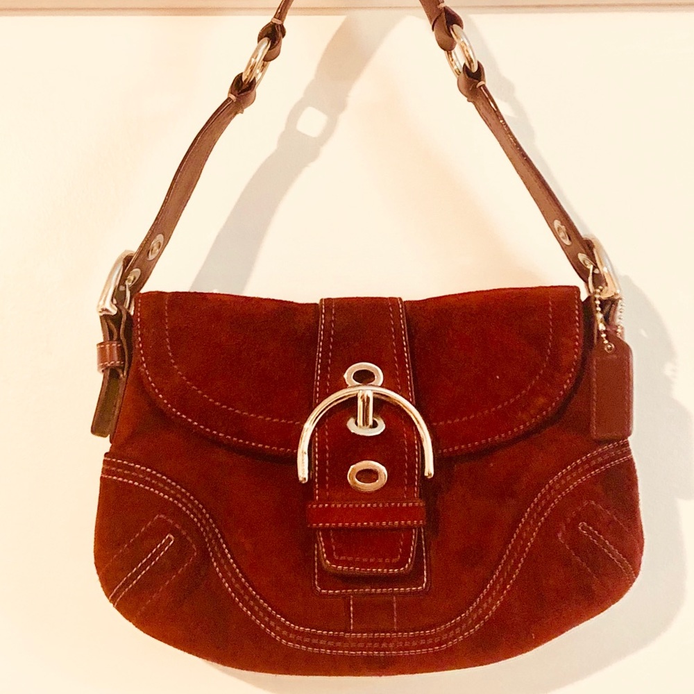 Maroon Suede Coach Purse